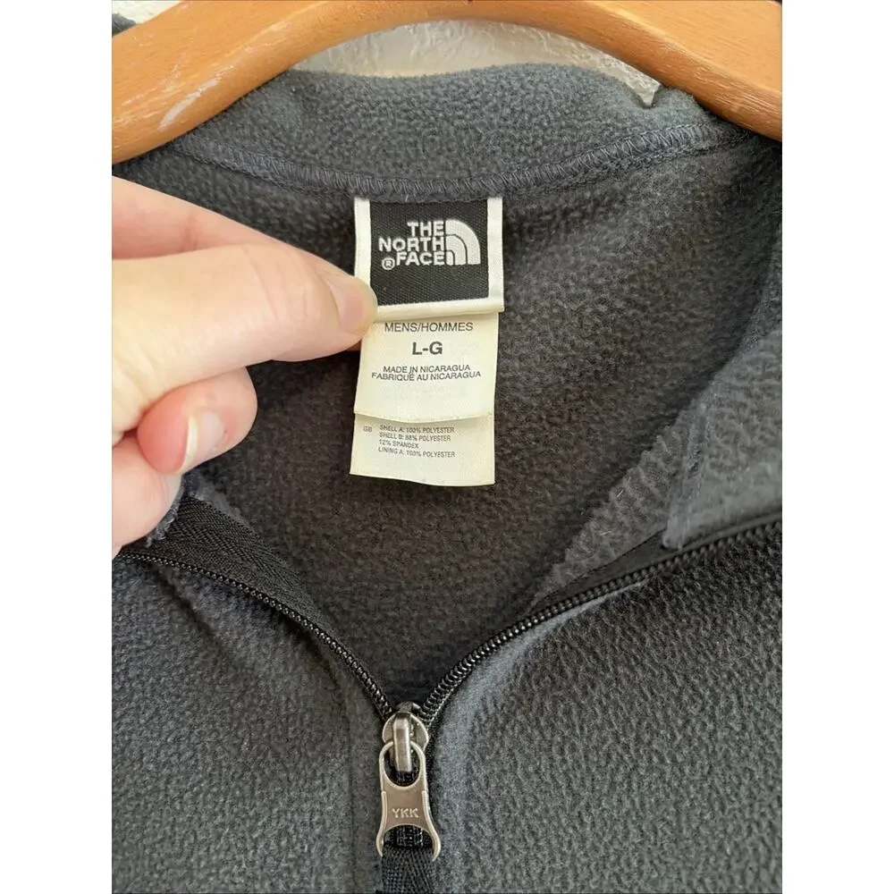 NEW North Face Fleece Light Jacket Dark Gray 1/2 Zip Pockets Mens L Long Sleeve
